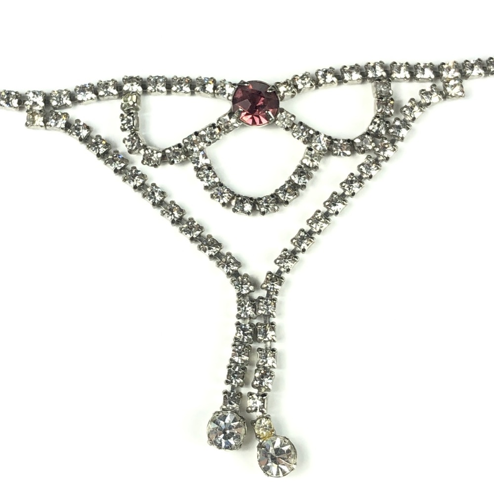 Vintage Icy Rhinestone Negligee Lariat Necklace - Picture 4 of 11